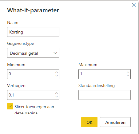 Parameter instellen Power BI