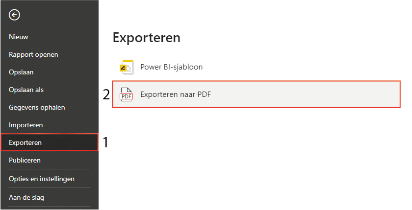Power BI dashboard exporteren naar PDF