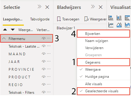 Bladwijzer instellingen