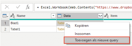 Een tabel toevoegen als nieuwe query in Power BI