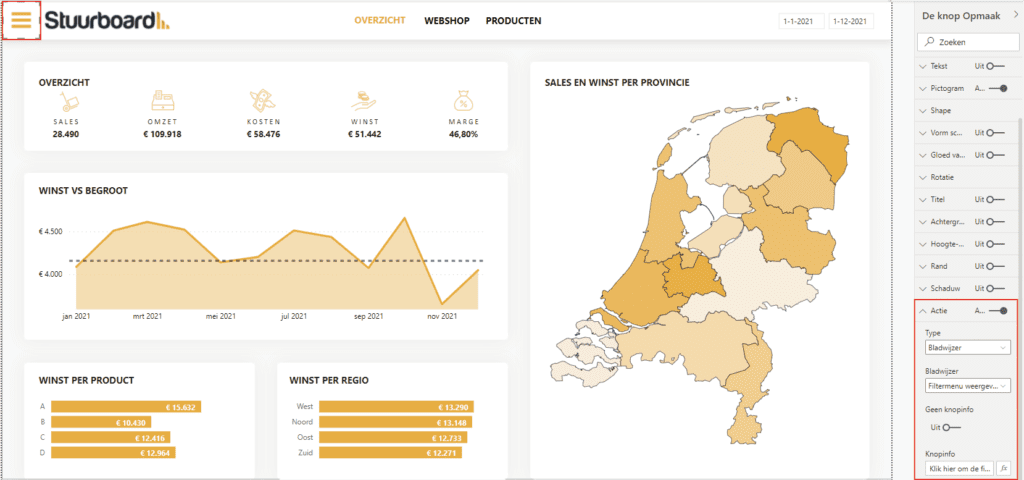 Bladwijzer toevoegen aan een visual