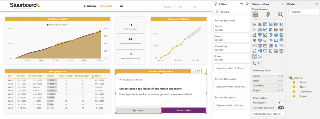 Power App kiezen in Power BI