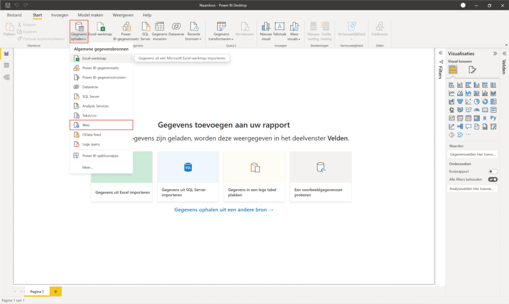 Gegevens ophalen via Web Power BI