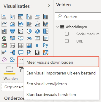 Meer visuals downloaden in Power BI