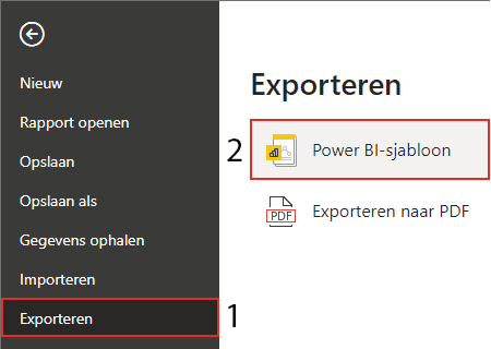 Power BI-sjabloon exporteren