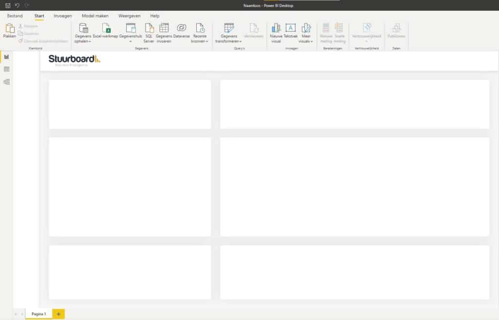 Power BI sjabloon pagina