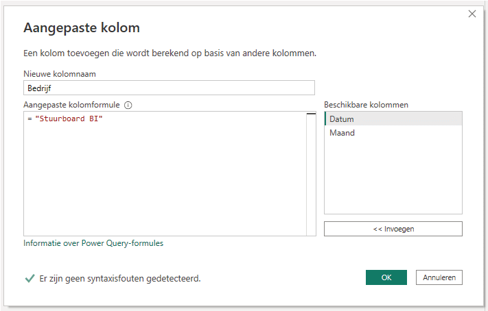 Aangepaste kolom toevoegen